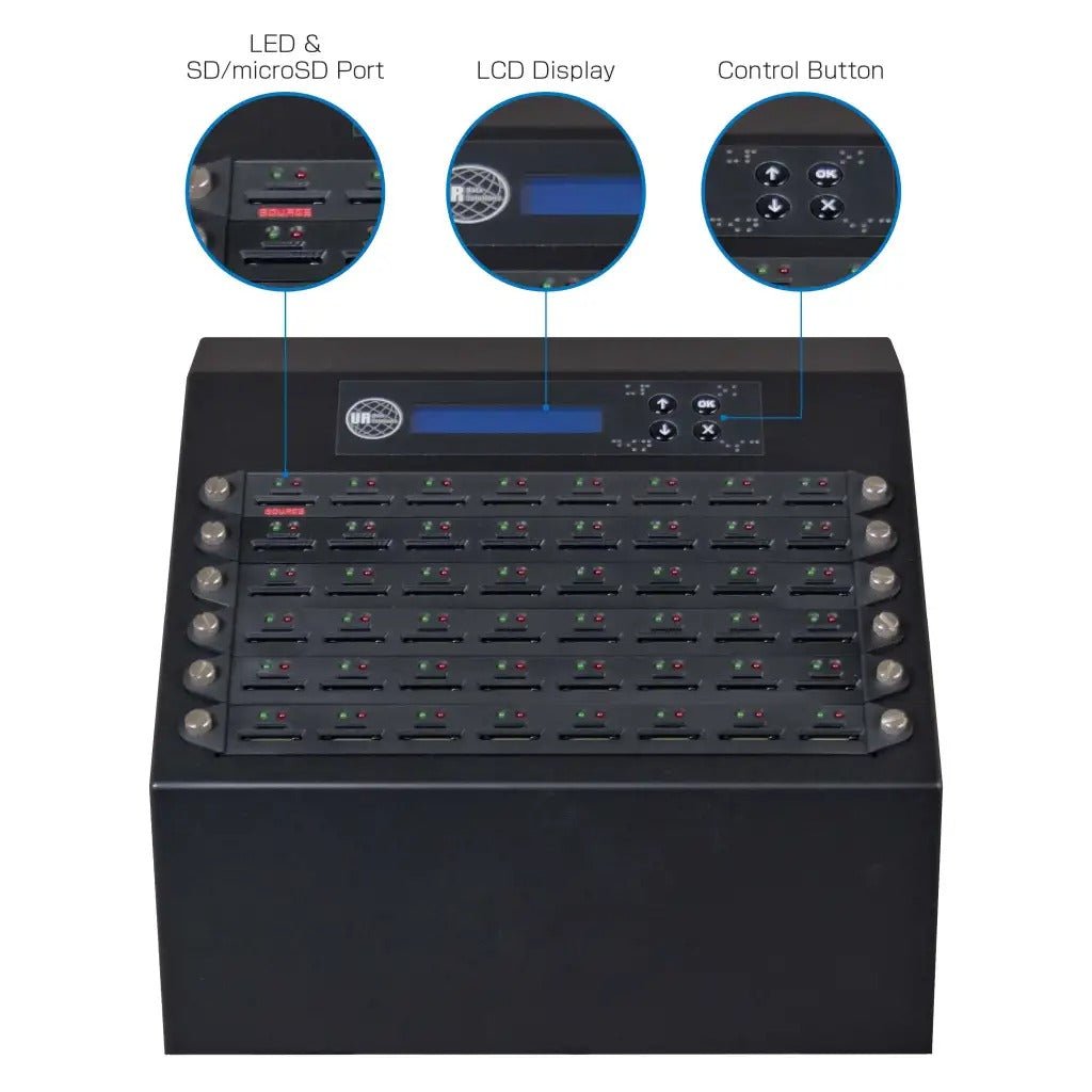 SD 3.0 series memory card duplicator LCD display and controls